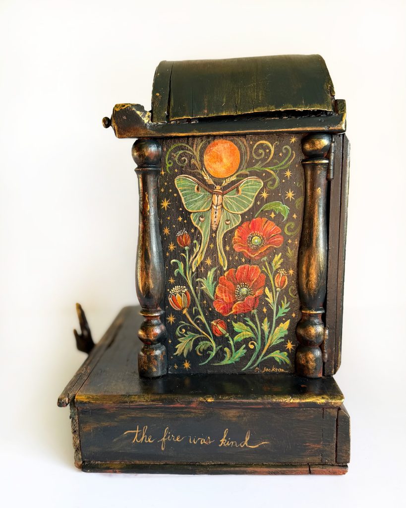 The Fire Was Kind mixed media sculpture by Carrie Ann Jackson, view 2
